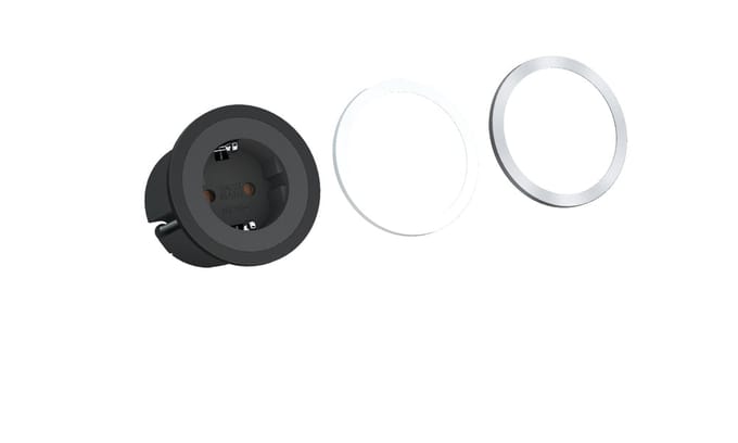 Bachmann Pix - Inbouw stopcontact - 1x 230V - zwart + wit + RVS-look - 2 meter aansluitsnoer