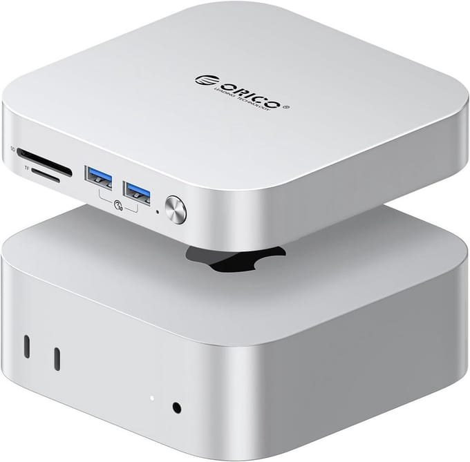 9-in-1 USB Hub Dock voor Mac Mini M4 - Aluminium, SSD Enclosure, 10Gbps USB A, SD/TF Lezers, Audio aansluiting
