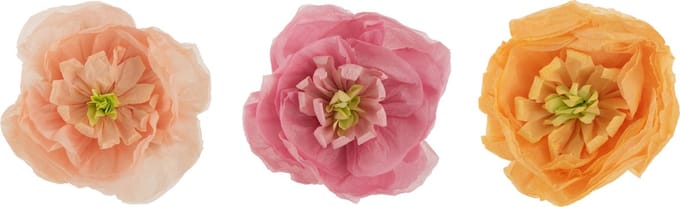J-Line decoratie Bloem - papier - roze/perzik/geel - small - 3 stuks