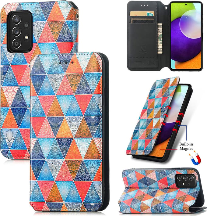 Luxe PU Lederen Wallet Case + PMMA Screenprotector voor Galaxy A72 4G _ Mandala