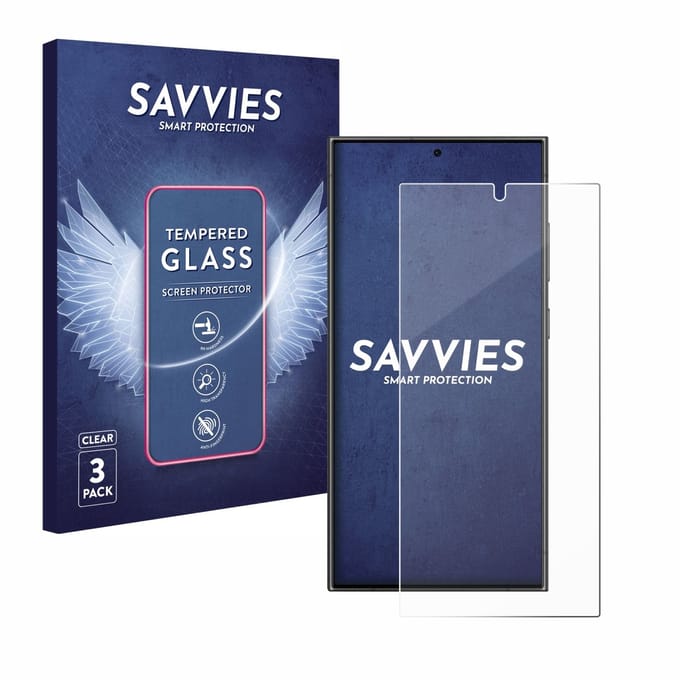 Savvies - Glas Screenprotector voor Samsung Galaxy S24 Ultra (case-friendly) - Gehard Beschermglas 9H 3 Stuks