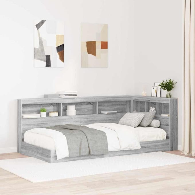 vidaXL Opberghoofdbord met plank Grijs Sonoma 90 cm Bewerkt hout