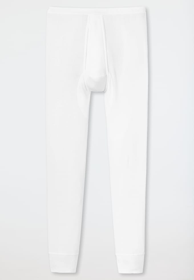 Schiesser - 100% Katoen Long John / Lange Onderbroek Wit (met gulp) - L