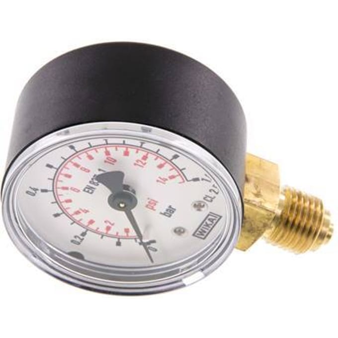 0..1 Bar Manometer Onderaansluiting Kunststof/Messing 50 mm Klasse 2.5