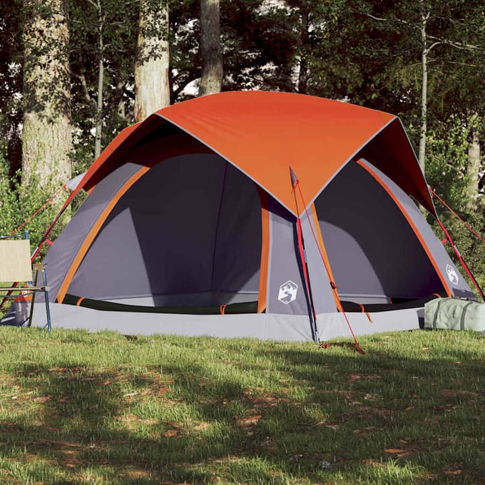 vidaXL - Tent - 4-persoons - waterdicht - grijs - en - oranje