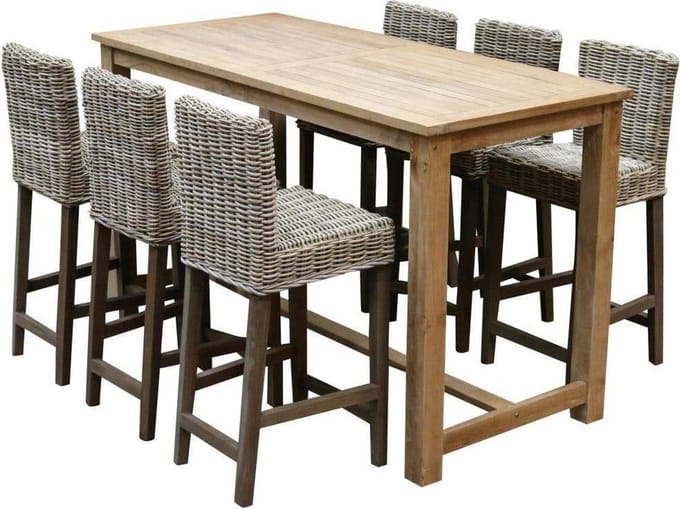 Rita barset 180x80xH105 cm 7-delig naturel rotan teak