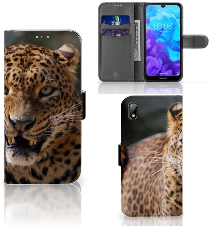 Huawei Y5 (2019) Telefoonhoesje met Pasjes Luipaard