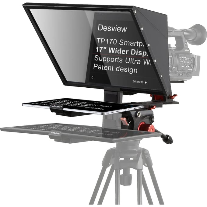 Besview TP170 Draagbare Teleprompter Prompter Smartphone/Tablet/DSLR-camera Universeel met afstandsbediening zwart