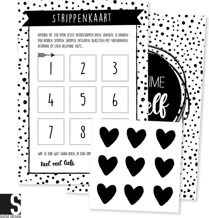 Oppas strippenkaart | Kraamcadeau | Suede design A5 kaart