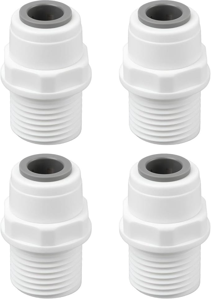 4 Stuks Push-Fit Verbindingsstukken 10mm naar 1/2" BSPT Schroefdraad voor Leidingen