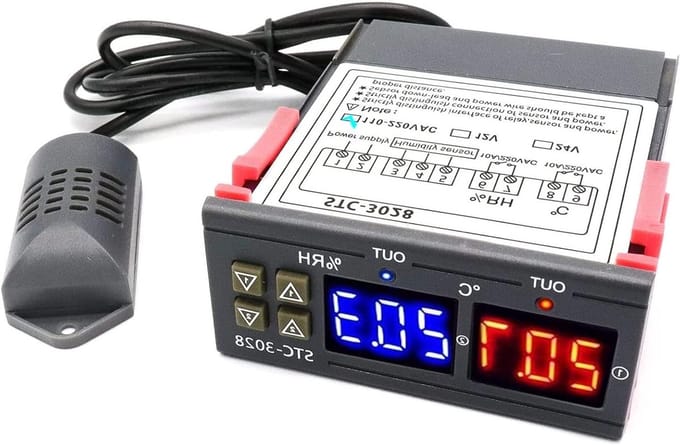 Temperatuur- en Vochtigheidscontroller met NTC Probe - Dual Thermostaat voor 110-220V Systemen