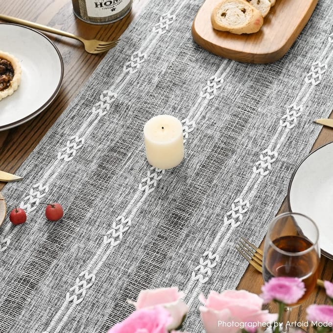 Dailygoods - Linnen Tafelloper Donkergrijs - Rustieke Decoratie voor Eettafel en Feestjes