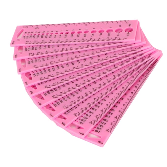 10 stuks Breinaaldmeter Plastic Duidelijke Schalen Multifunctioneel Draagbare Naaidoos CM Liniaal pink