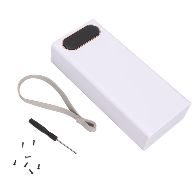 L16 16x18650 DIY Powerbank 2 USB Uitgang Batterijhouder met LCD-scherm en Micro Type C Ingangspoort wit