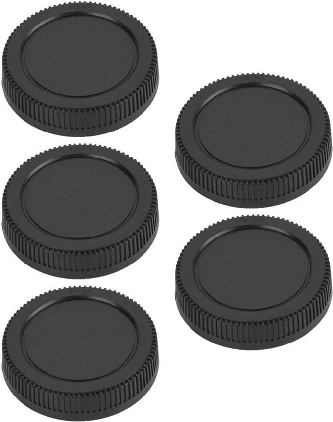 Plastic Achterste Lensdop voor M4/3 Camera Lens - Set van 5 - Zwart.