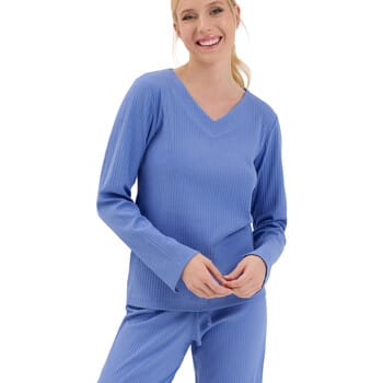 Pyjama-sets Lisca Pyjamatop V-hals lange mouwen Lucky Cheek