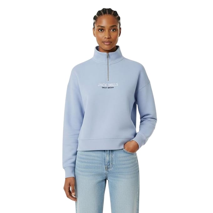 Jack Wills Dames/Dames Honeylane Sweatshirt met halve rits (Zacht Blauw)