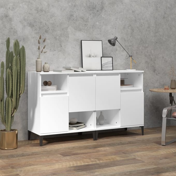 vidaXL - Dressoirs - 2 - st - 60x35x70 - cm - bewerkt - hout - wit