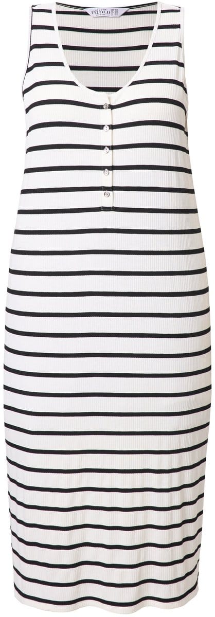 Studio Untold - Dames - Midi-jurk mouwloos recht model jersey structuur - Off-white - Maat 42+