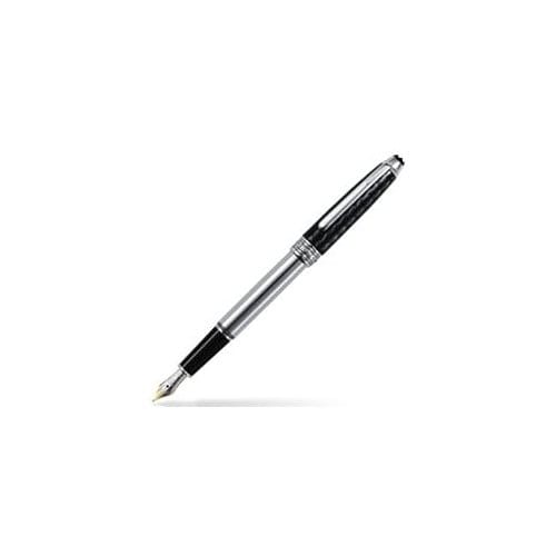 Montblanc vulpen, classique carbon steel, met carbon dop, 18 krt medium penpunt, kleur staal