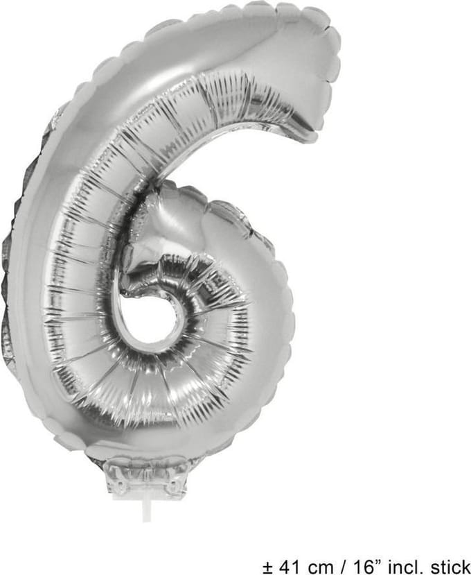 Folie opblaascijfer 6 Zilver
