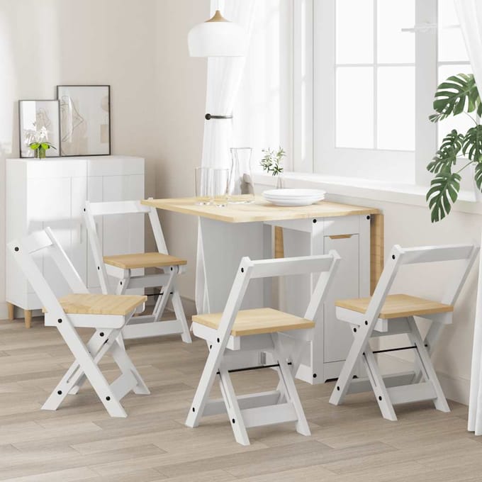 vidaXL - Klapstoelen - 4 - stuks - "Corona" - Wit - Massief - Grenenhout