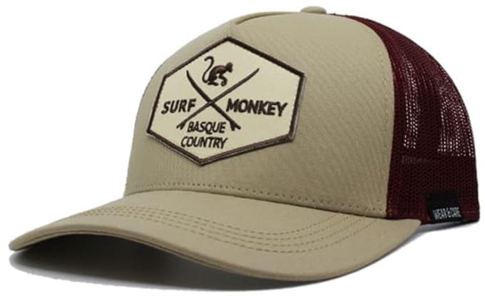 Surf Monkey - Trucker Cap - 5 Panel - One Size - Organisch Cotton - Beige kastanjebruin