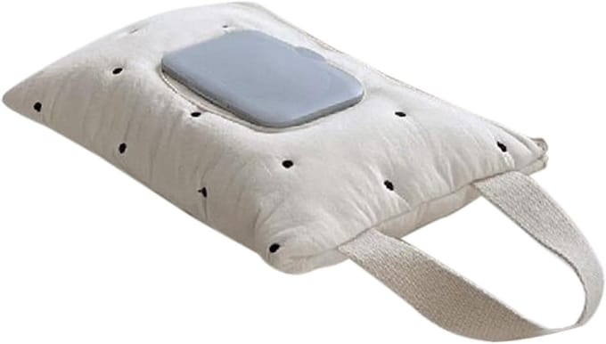 Draagbare Tissuedoos - Weefselorganizer Auto - Onderweg Hygiëne - Met Handvat - 27x17 cm - Witte Stippen