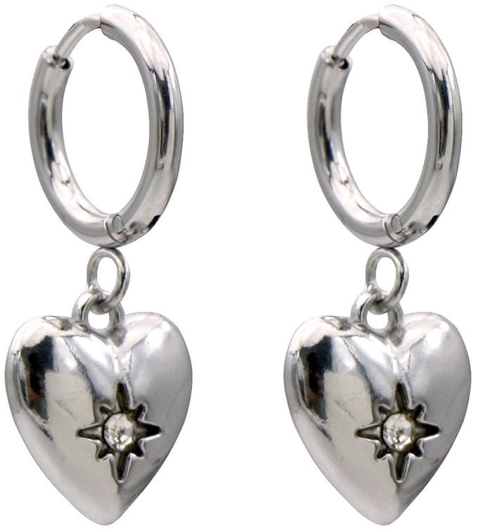 Oorbellen - RVS - hart - 3x1,2 cm