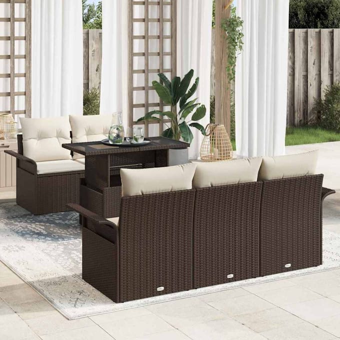 vidaXL - Tuinbank - Set - 6 - st - Bruin - poly - rattan