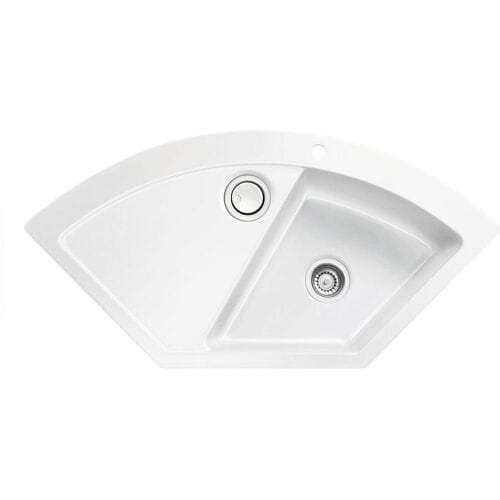 Systemceram Keradomo Mera corner inset sink with excenter operation, incl. tap hole 505102-12