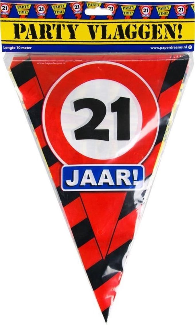 Paper Dreams Vlaggenlijn 21 Jaar 10 Meter Rood/zwart