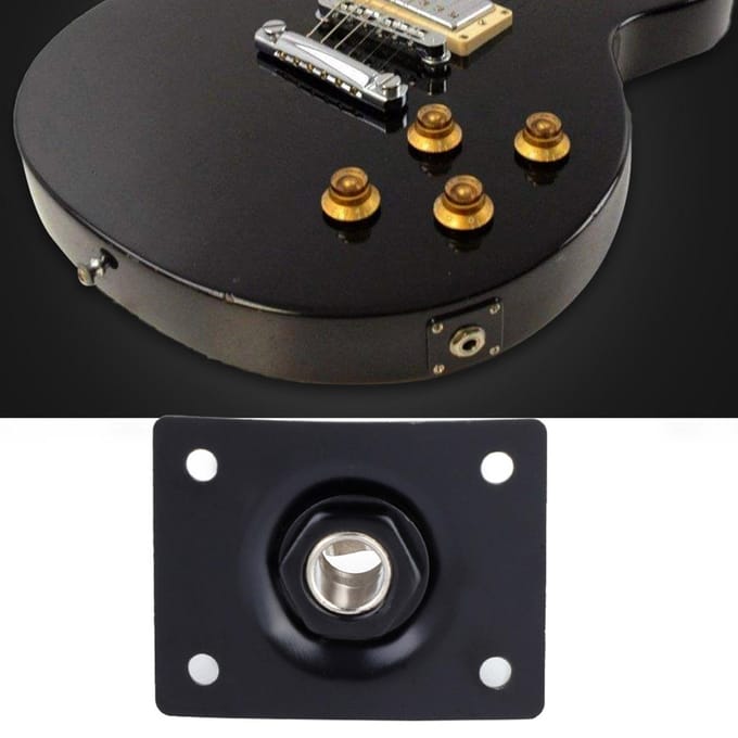 Rechthoekige Output Jack Plate Socket voor LP Stijl Elektrische Gitaar (Zwart) black