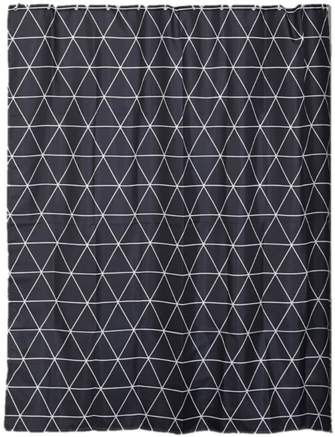 Tendance Douchegordijn Grafisch - met ringen - zwart - polyester - 180 x 200 cm - wasbaar