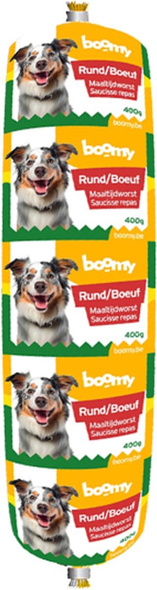 Boomy - Maaltijdworst - Hondenworst - Vers vlees - Rund - 6 x 400g