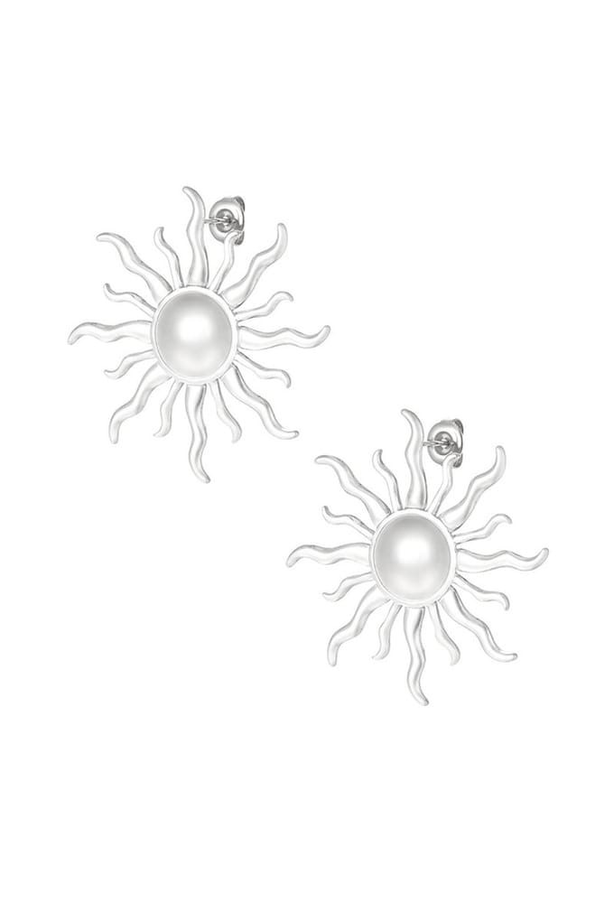 Bijoutheek Oorknoppen Wavy Sun Zilver