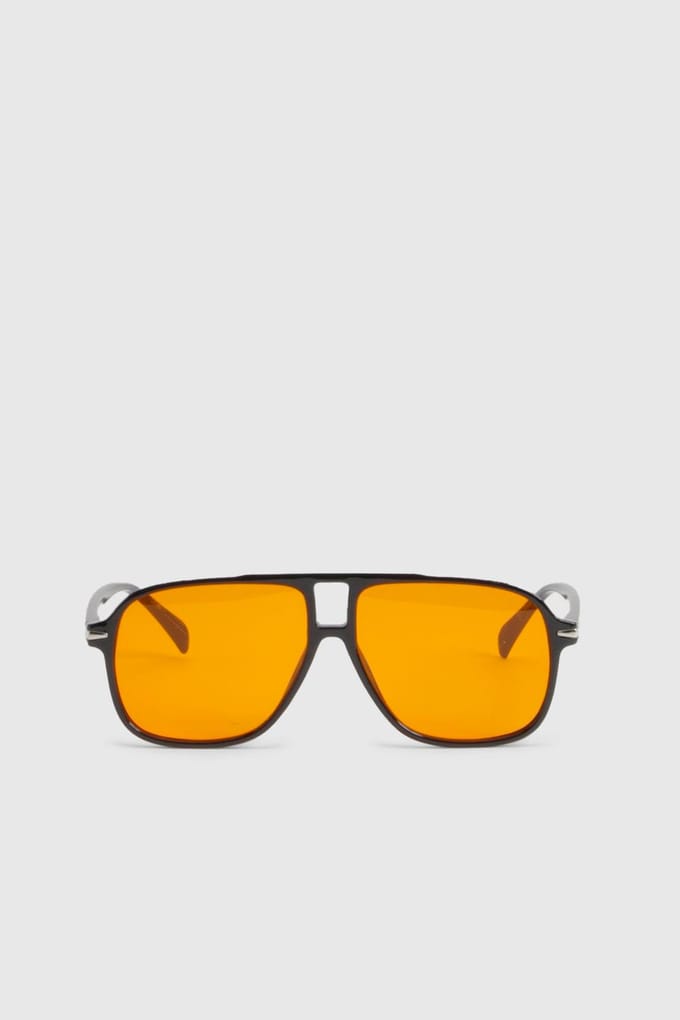 boohoo Dames Gekleurde Lens Aviator Zonnebril | Zwart