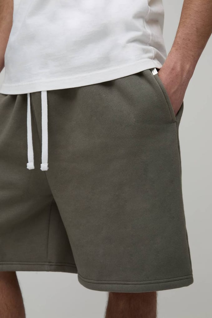Ruimvallende Essential Gewassen Jersey Short | Washed Khaki | Size Small