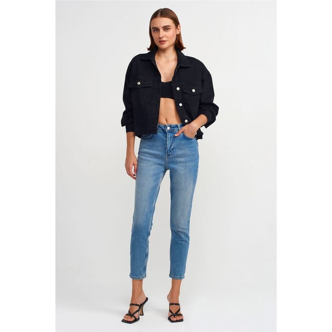 Dames Hoge Taille Slim Rechtonde Jeans
