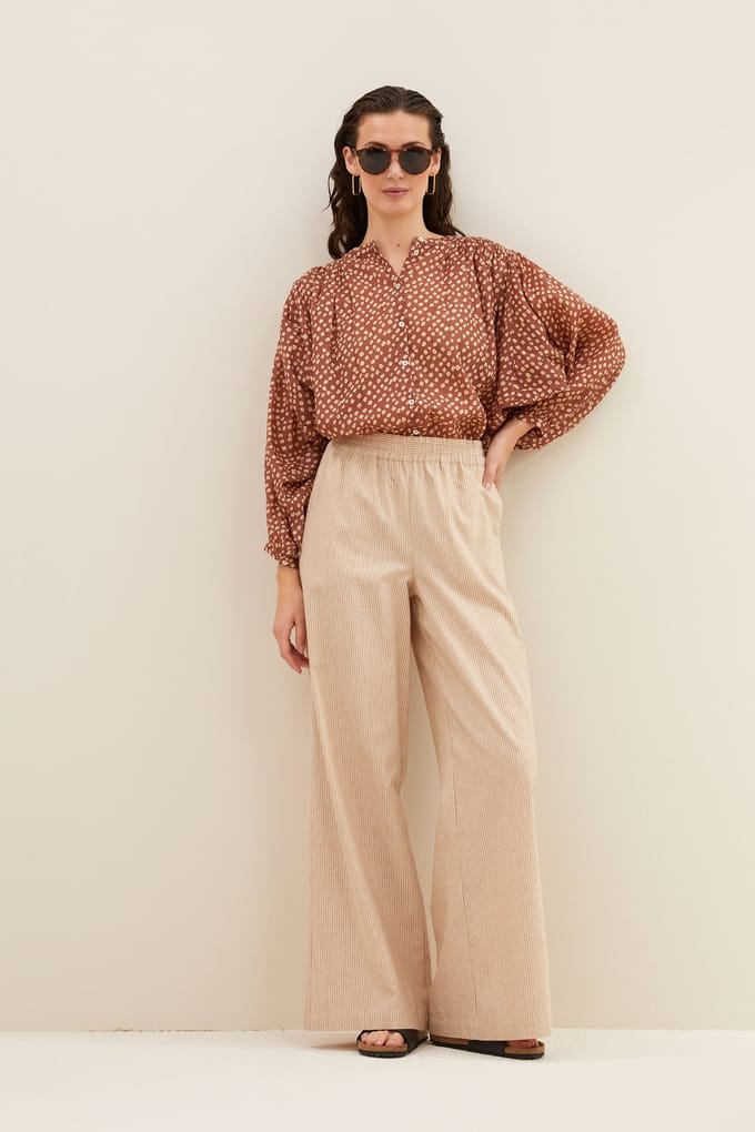 By-Bar Randy Lurex Stripe Pants Copper Lurex Stripe Maat: S | Wijde Broeken Outlet | Dames