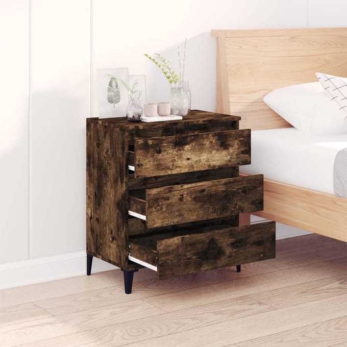 vidaXL - Dressoir - 60x35x70 - cm - bewerkt - hout - gerookt - eikenkleurig