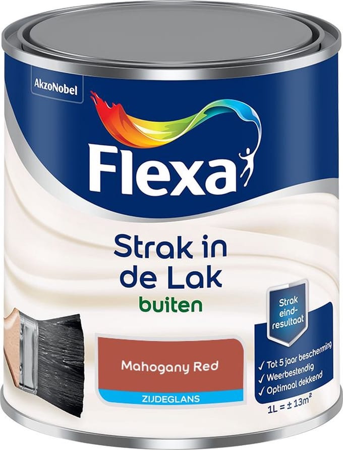 Flexa - Strak In De Lak Buitenlak Zijdeglans - Mahogany Red - Mengverf - 1 L
