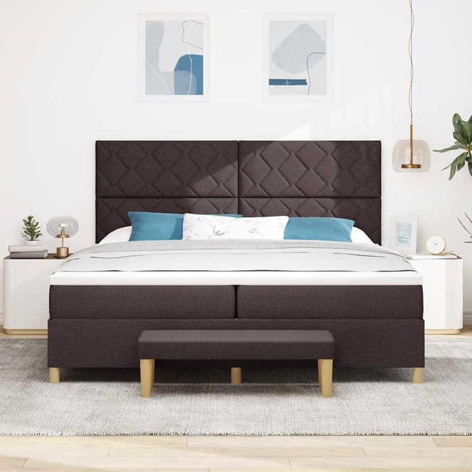 vidaXL - Boxspring - bed - met - hoofdeinde - Donkerbruin - 200 - x - 200 - cm - Stof