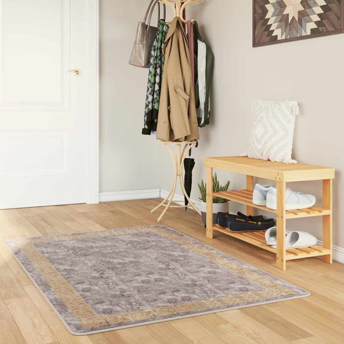 vidaXL - Tapijt - Runner - MARSA - Grijs - 80 - x - 100 - cm - Polyester - en - PVC