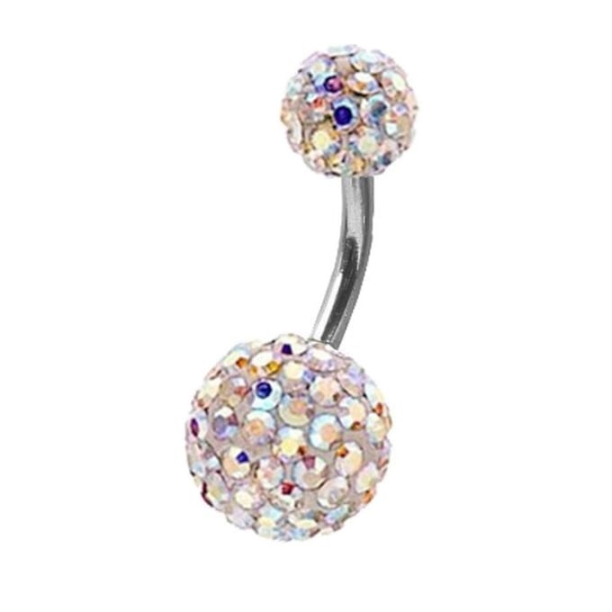 Fako Bijoux® - Navelpiercing - Disco Dots Duo - 8mm - Wit MC