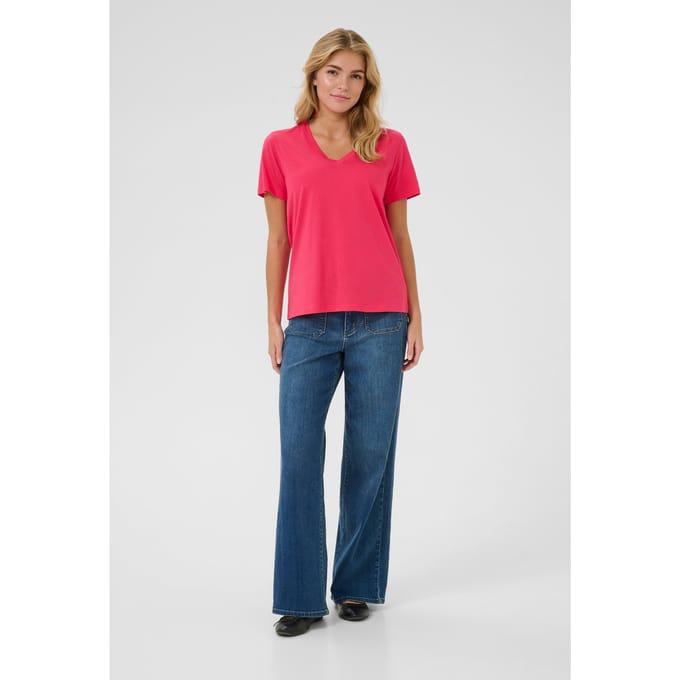 Dames-T-shirt met V-hals KAFFE Marin