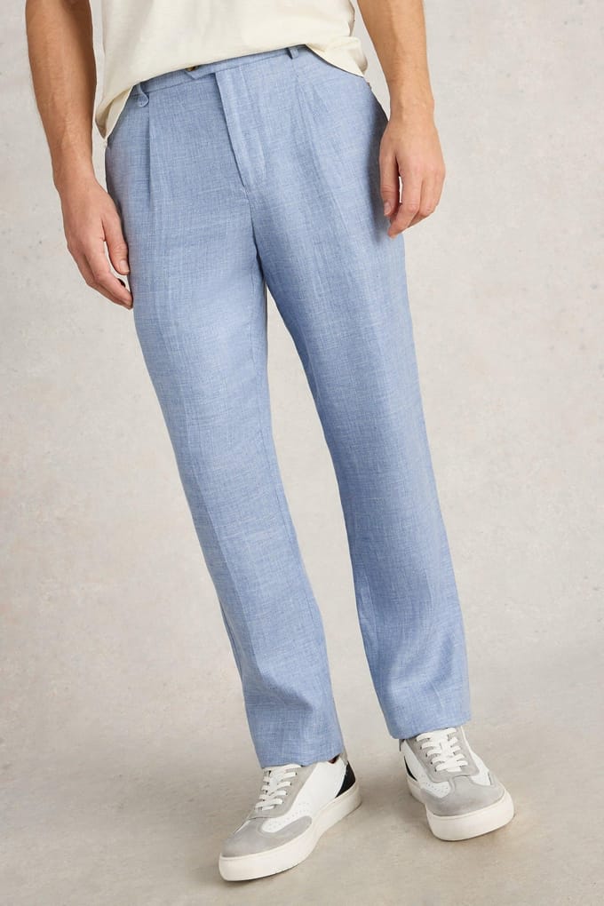 White Stuff Linen Trouser Mid Blue Größe: W38 REGULAR | Maßgeschneiderte Hosen Outlet | Herren | Blau