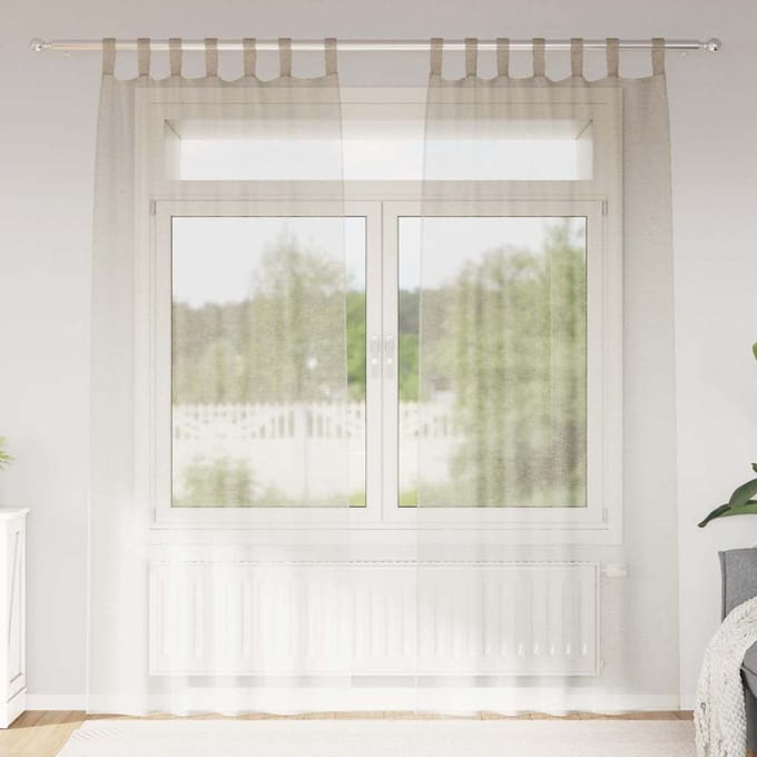 vidaXL - Voile - Gordijn - 2 - st - Zand - 245 - x - 140 - cm - Polyester