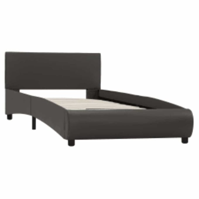 vidaXL - Bedframe - met - LED - kunstleer - grijs - 90x200 - cm