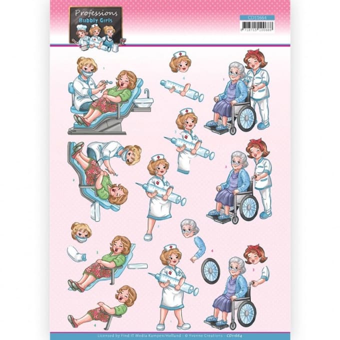 Nurse - Bubbly Girls Professions 3D Cutting Sheet - Yvonne Creations 1 stuks